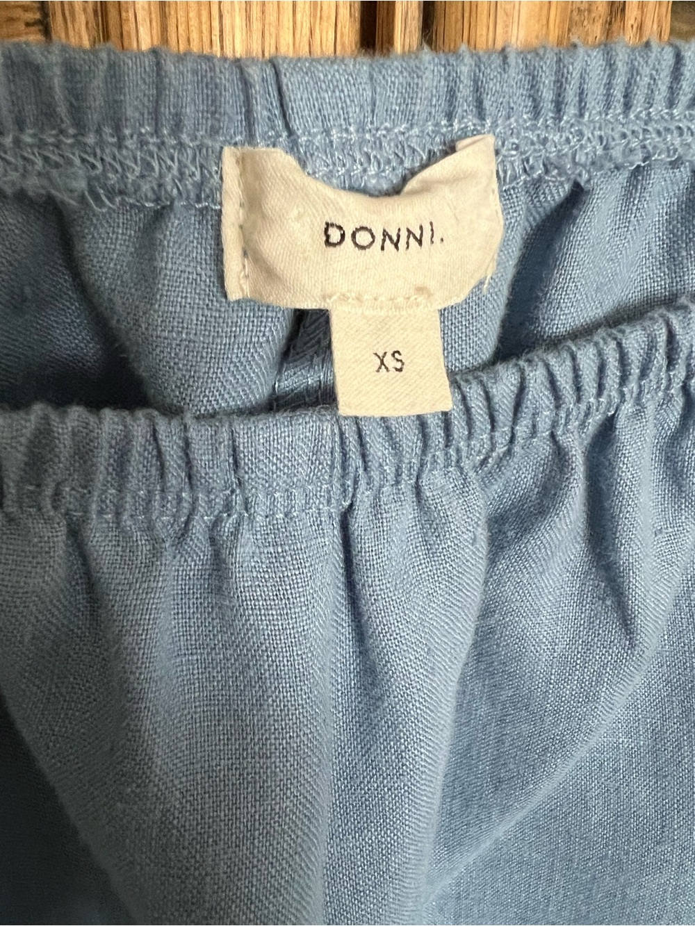 DONNI. 100% Linen Crop Racer Stripe in Cornflower Size XS - Picture 6 of 7